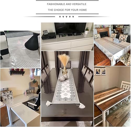Miniatura 7 de PVC Dining Table Cover Protector,Clear tablecloths for Rectangle Tables,Vinyl Waterproof Protector mat,Transparent Soft Glass,1mm