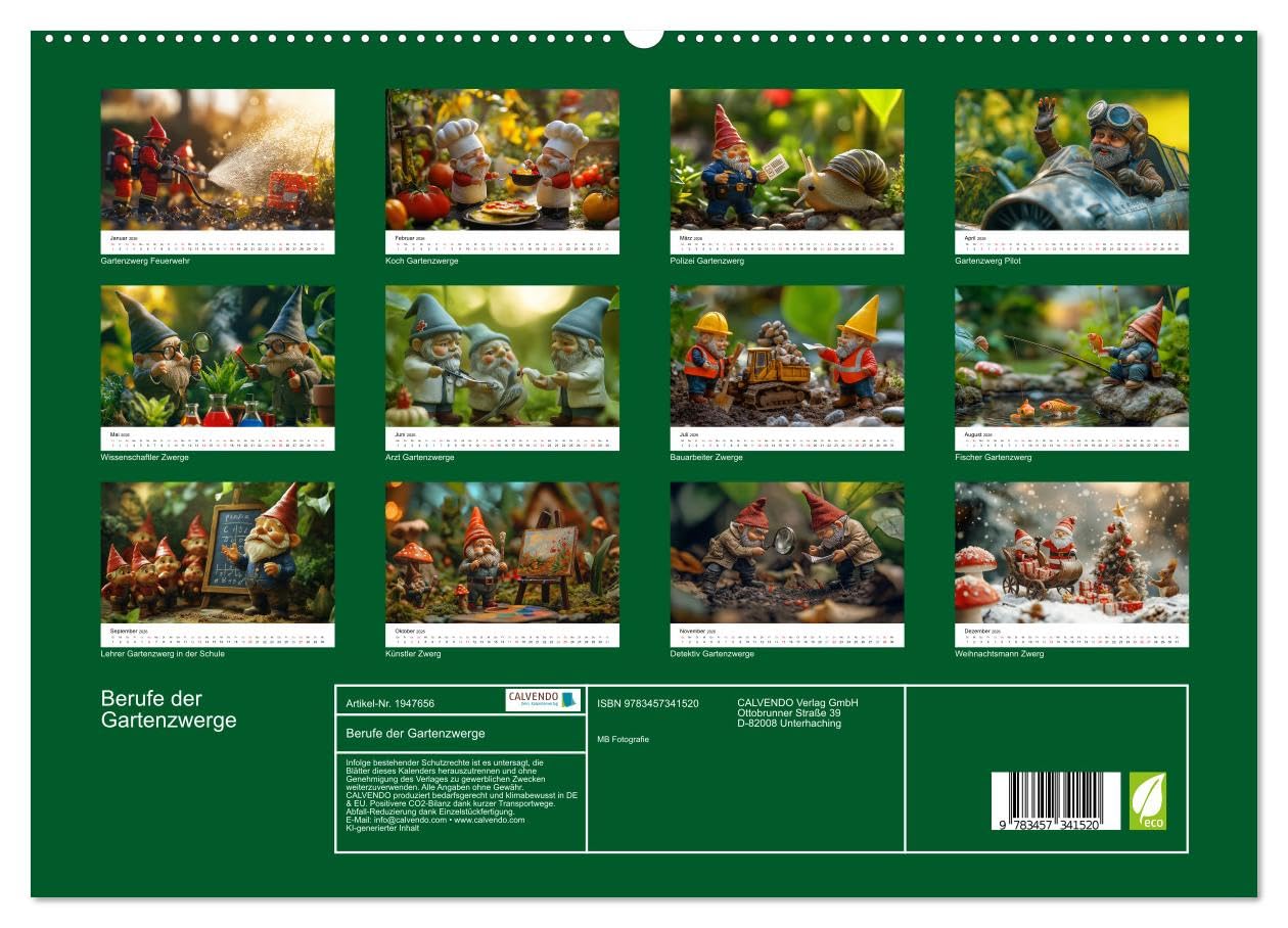 Berufe der Gartenzwerge (hochwertiger Premium Wandkalender 2026 DIN A2 quer), Kunstdruck in Hochglanz: Gartenkalender mit lustigen Gartenzwergen in ... Wichtel-Fans und all (CALVENDO Spass)