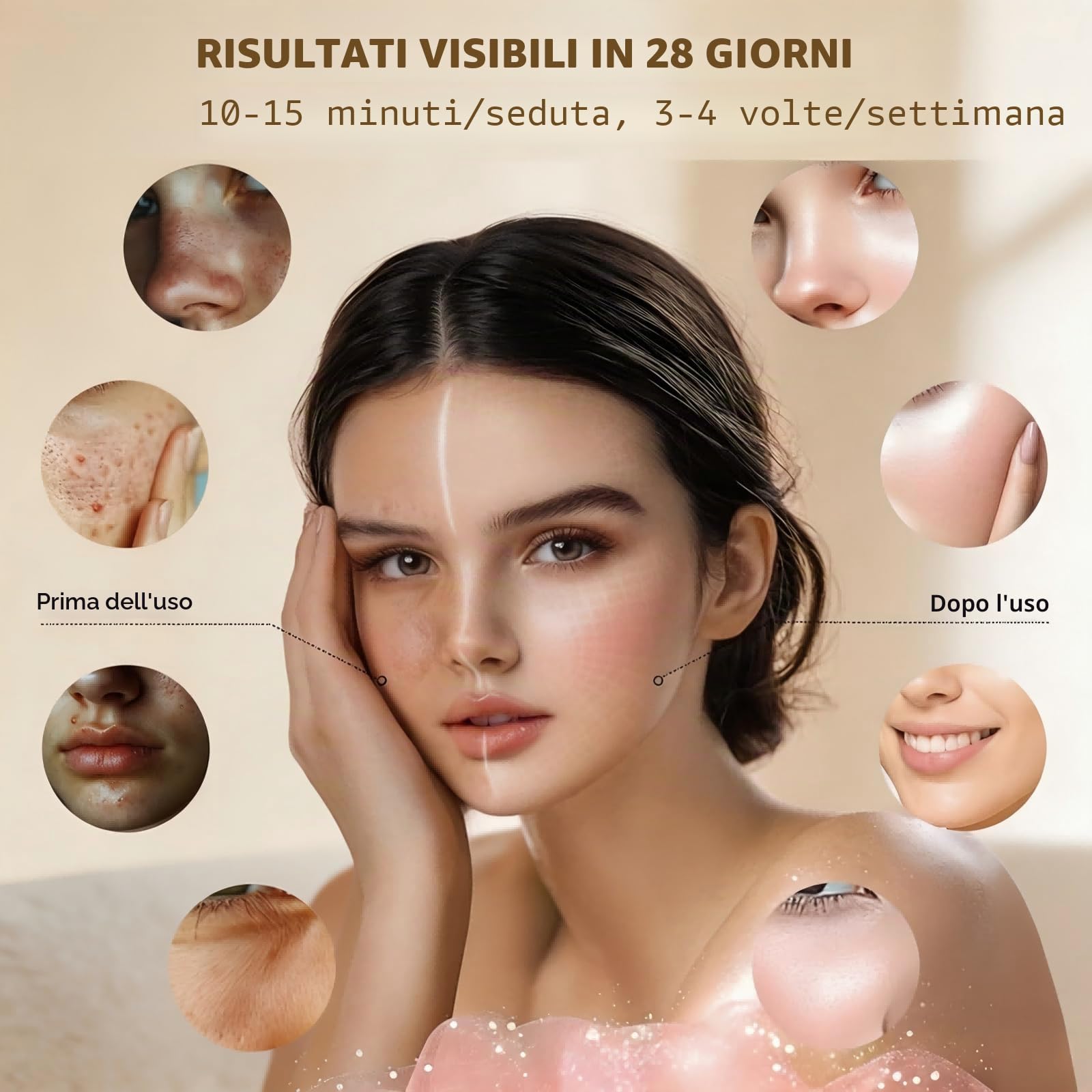 Maschera Viso LED 7 Colori Portatile con Controller Cablato Intensità Regolabile Silicone Morbido Cura Viso Casa Viaggio