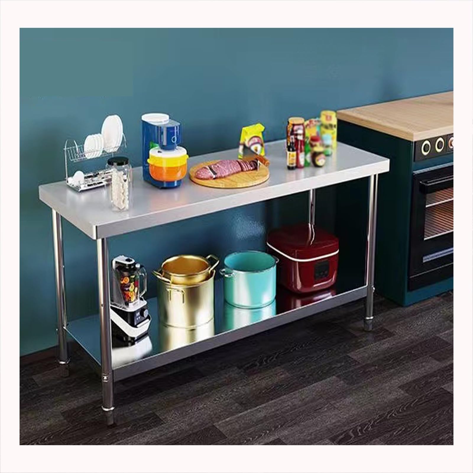 kitchen prep table, Can Be Used In Home Kitchens, Corporate Restaurants, And School(130 * 40 * 80cm/51.1 * 15.7 * 31.5in)