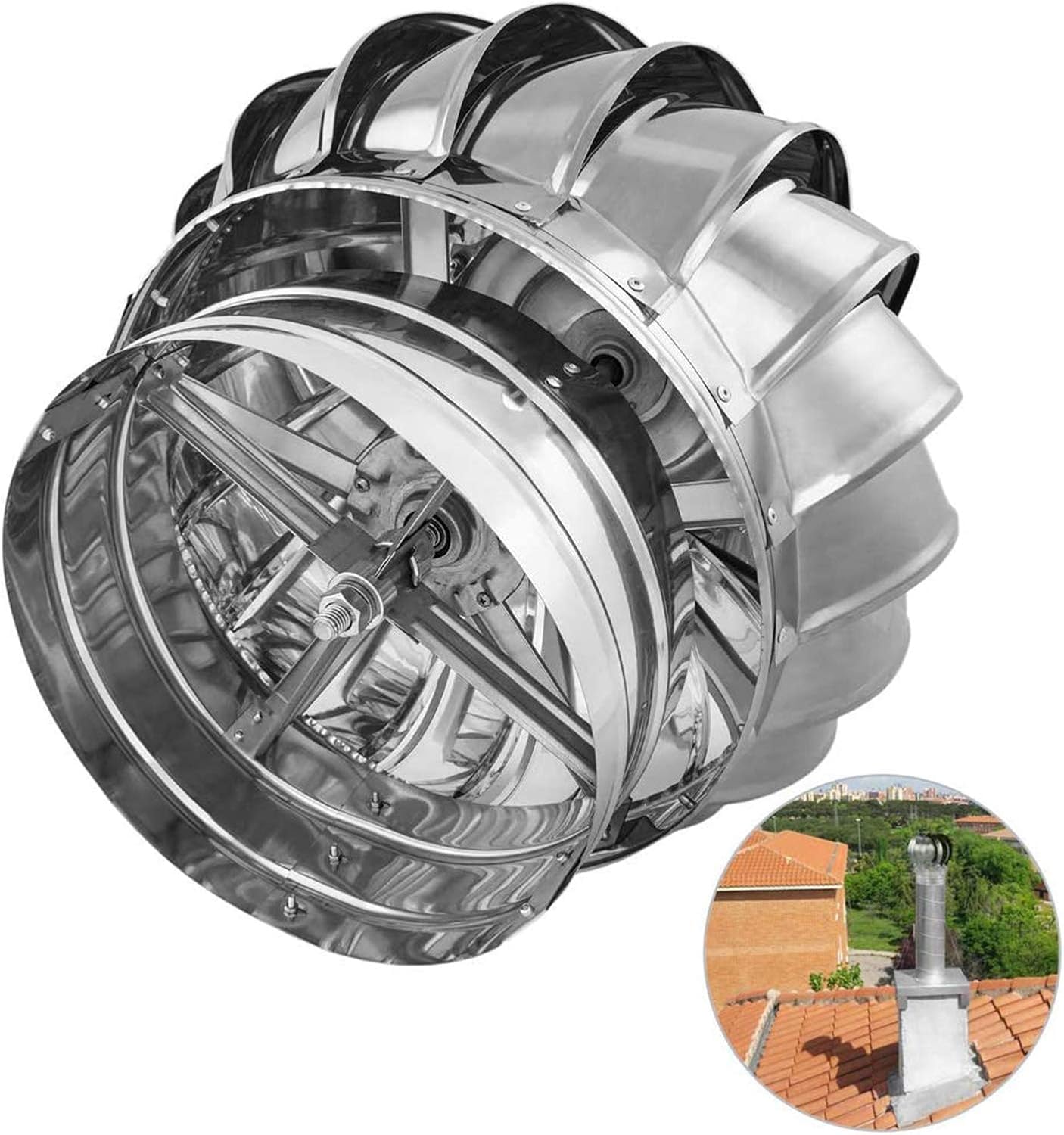 300 mm drehbare Schornsteinhaube, aus Edelstahl, drehbarer Deckel für verbesserte Belüftung und Regenschutz, einfache Installation und Design