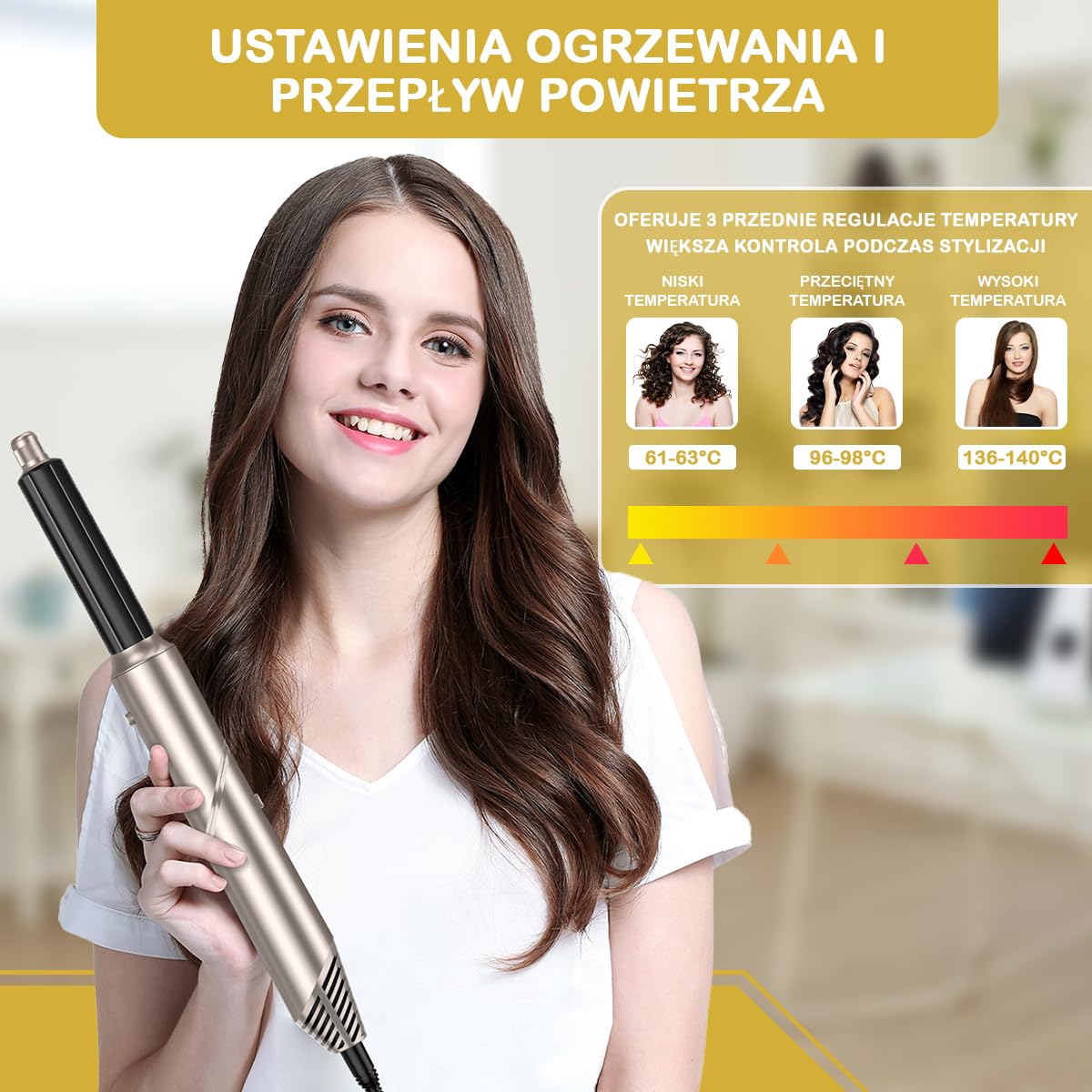 Pędzel do suszarki do włosów Fleau Beauty - Edycja PRO - Multistyler - Airstyler - Hairwrap - Szczotka do loków - Suszarka do włosów - Hairstyler - Zestaw 6 w 1 (szary - Zestaw 6 w 1)