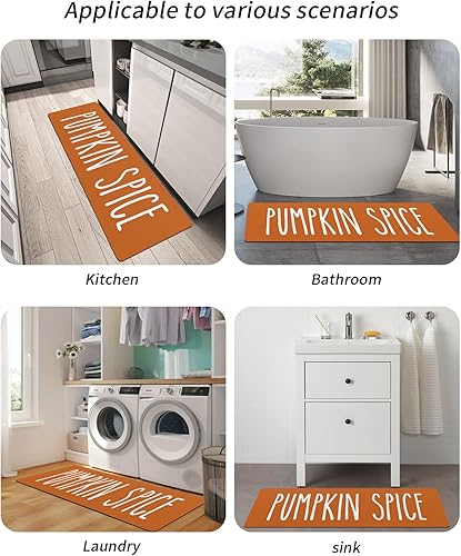 Miniatura 7 de Tapete de baño de calabazas naranjas para bañera, antideslizante, de secado rápido y absorbente, de tierra de diatomeas, tapete lavable de cocina,
