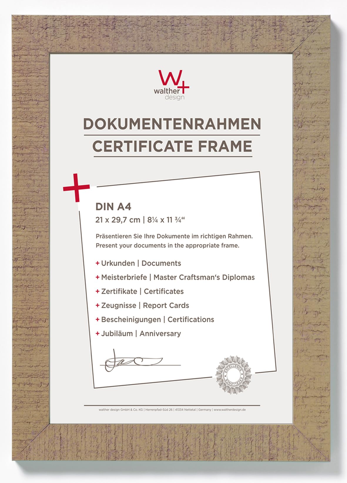 walther design Bilderrahmen beige 21 x 29,7 cm (DIN A4) Home Holzrahmen HO130C