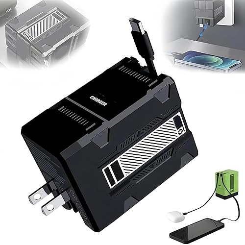 Adaptador de carga rápida 2 en 1 compatible con 120 W, nuevo módulo de carga rápida retráctil escalable de 120 W, adaptador de carga plegable todo