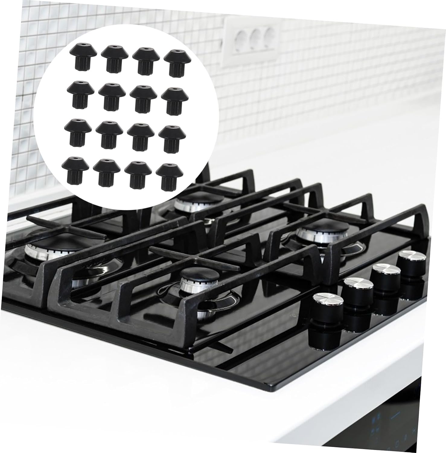 Gadpiparty 20pcs Gas Stove Burner Grate Rubber Feet Replacement Pads, Anti-skid Black Rubber Foot Pads Compatible with Wb02t10461 Ap2622260 Ps241358, Stove Grate Support for Cooktop Parts