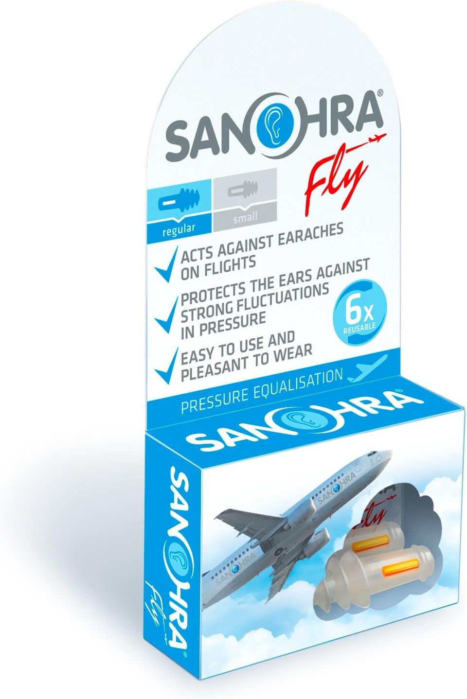 Fly (Regular) - Pressure and Noise Sound reducing Ear Plugs for Flying - Against Airplanes Ear