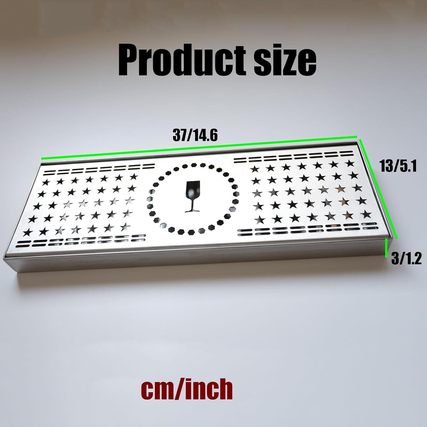 Kegerator Accessories Beer Tap Drip Tray,Surface Mount Beer Tower Drip Pan No Drain,Stainless Steel Drip Tray for Home Bar Clubs Cafes,370 * 130 * 30mm