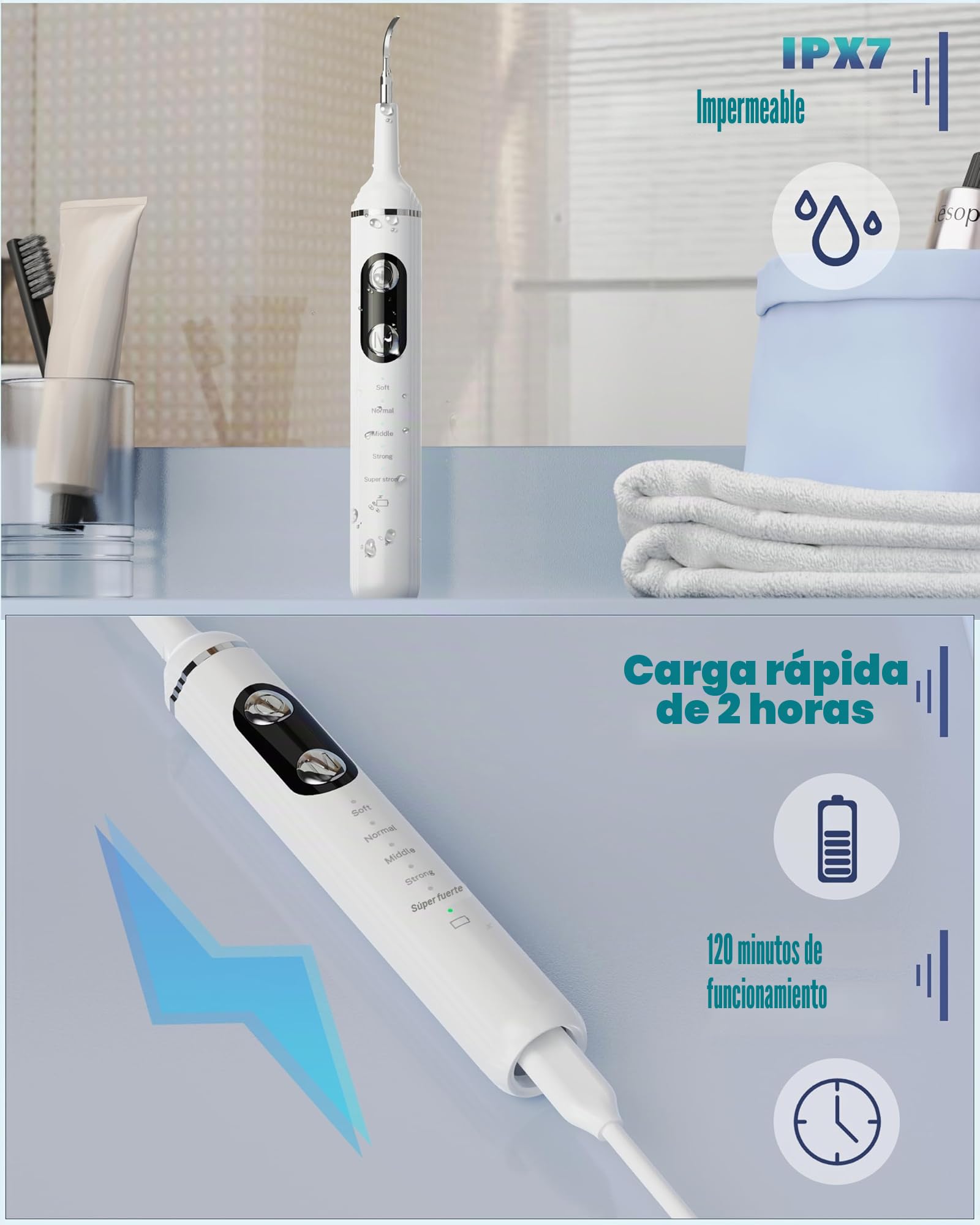 NATURE NERDS Removedor de placa para dientes, kit de cepillado de dientes de mascotas, herramientas dentales para eliminar placa y sarro, seguro para perros y gatos, con luz LED, color blanco