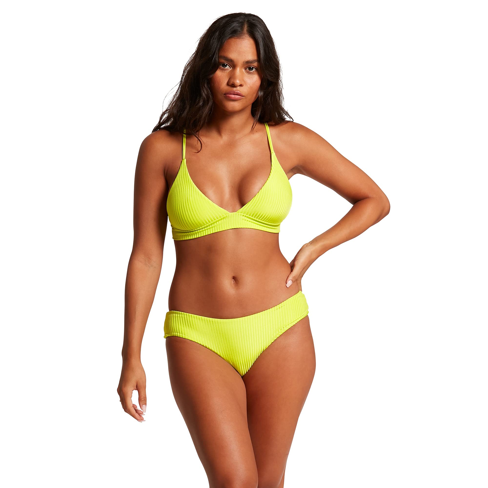 VolcomWomen's Simply Rib Cheeky Bikini Bottom, Lime, XL