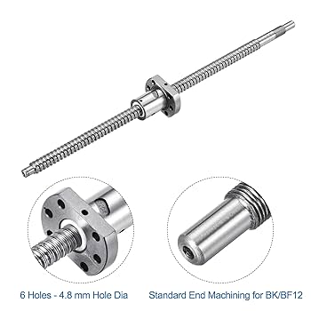 2 Ballscrews Ball Screws Anti Backlash Ball Screw RM1204-1200mm-C7 CNC Industria