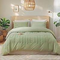 Vista 16 de Simple&Opulence Juego de funda de edredón 100% algodón Boho copetudo tamaño Queen, funda de edredón bordada texturizada color azul marino con 2