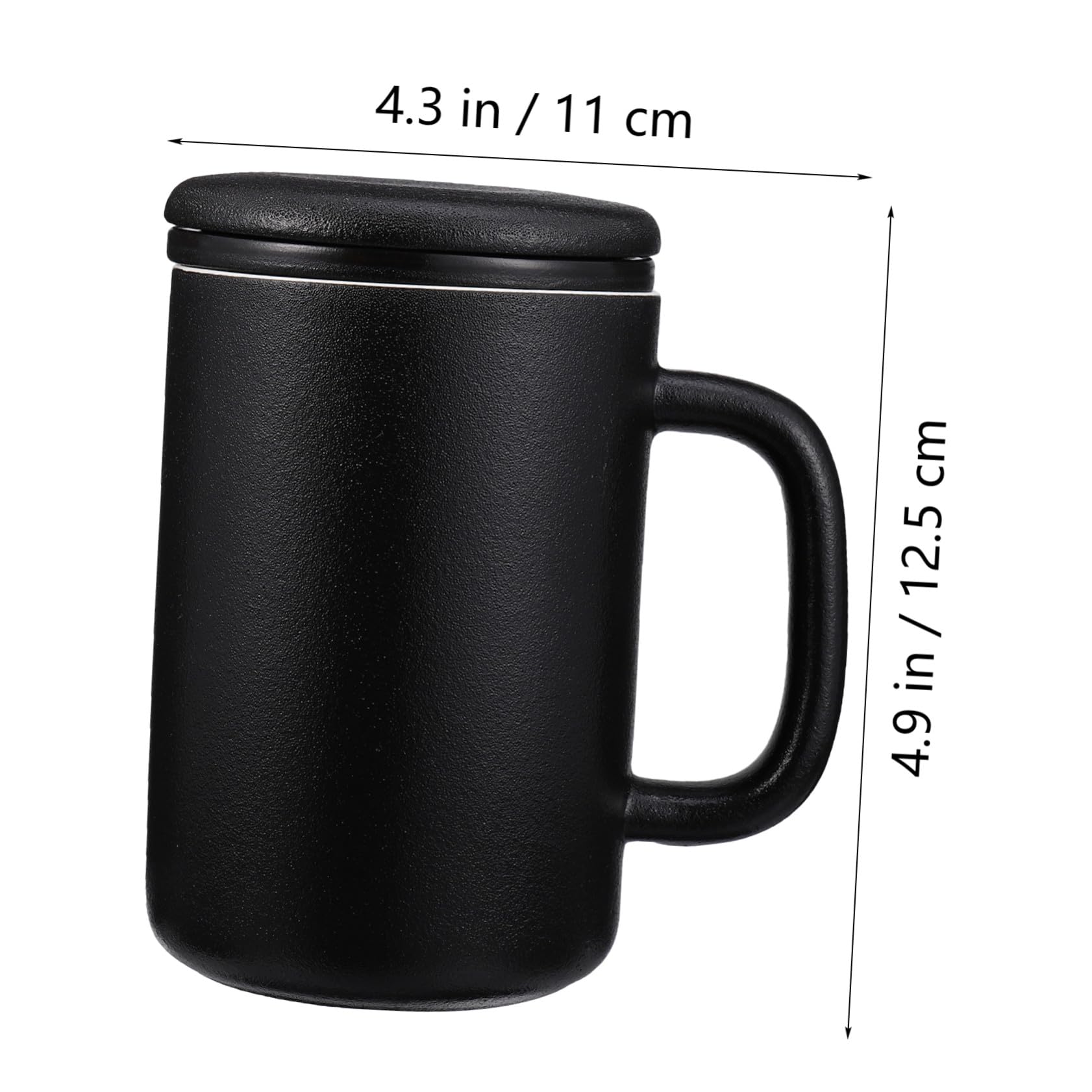 Hohopeti Keramik Teebecher mit Sieb, 400ml, Modern, Schwarz