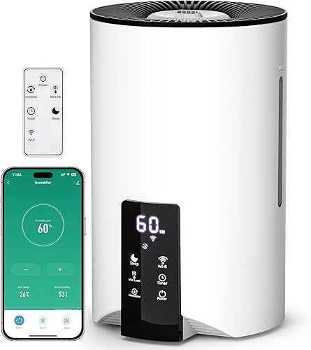 Humidificadores para dormitorio, habitación grande, hogar, humidificador de niebla fría de 4L para aplicación inteligente y control de voz, difusor