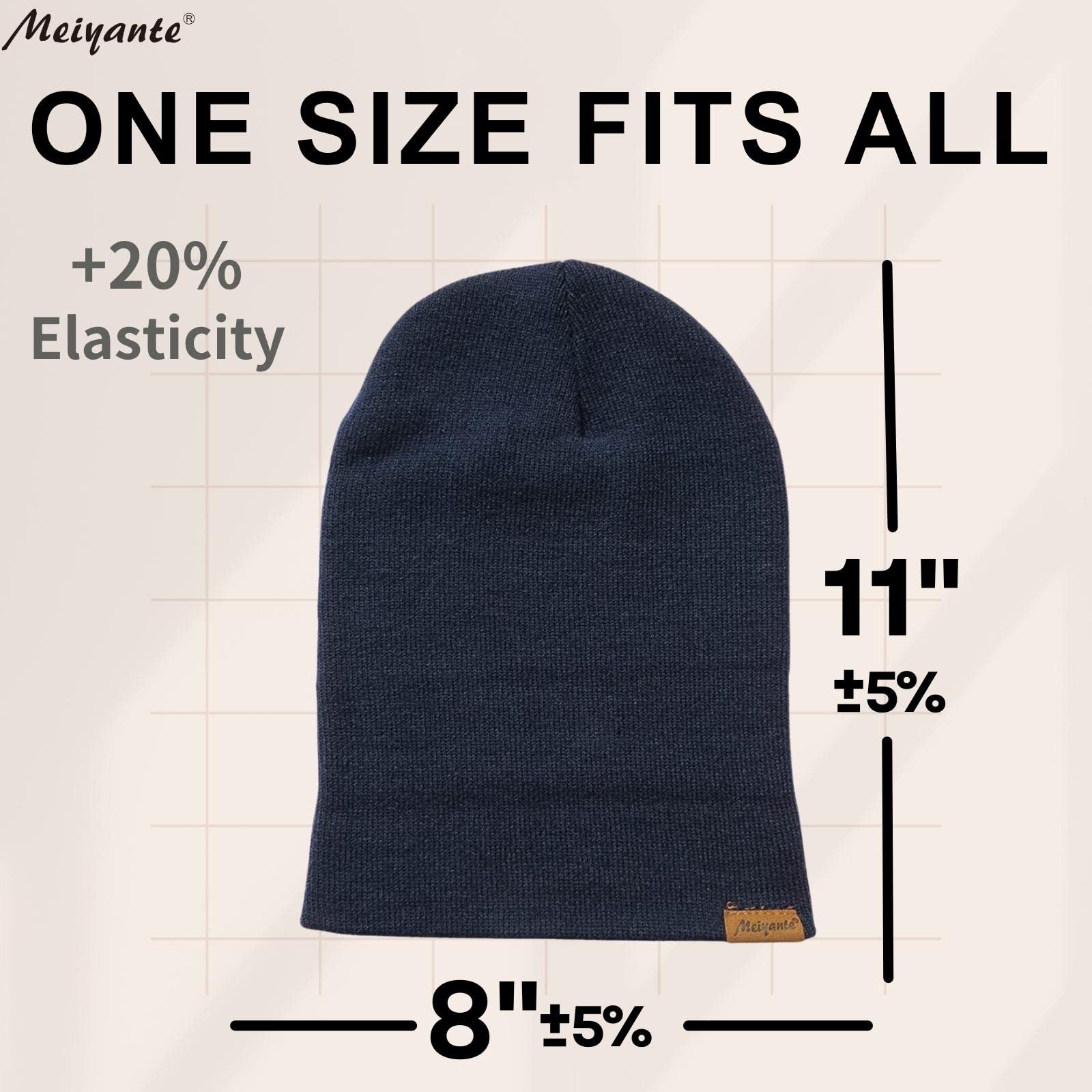 Meiyante Warm Knit Beanie for Men & Women - Soft, Stretchy Winter Hat for Cold Weather, Cuffed Stocking Cap - Dark Blue Beanie