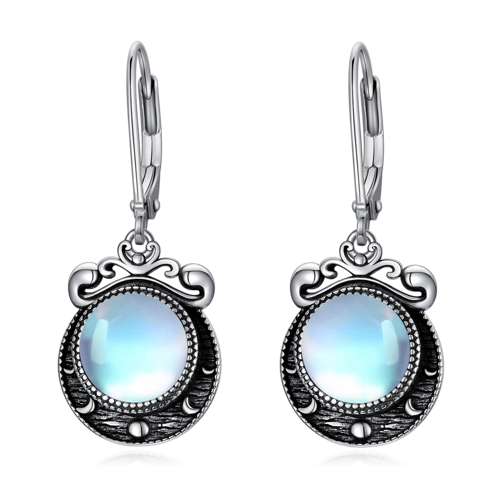 VONALA Pendientes de fase lunar de plata de ley rojo/verde/azul/violeta, pendientes de media luna para mujeres, joyas de luna, regalo para mujeres, adolescentes, niñas, madres, esposas