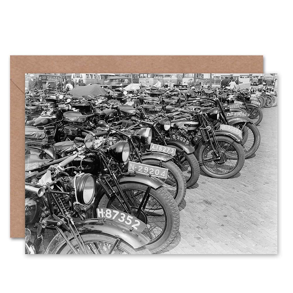 Photo Vintage Transport Old Motorbikes Motorcycles Blank Greeting Card