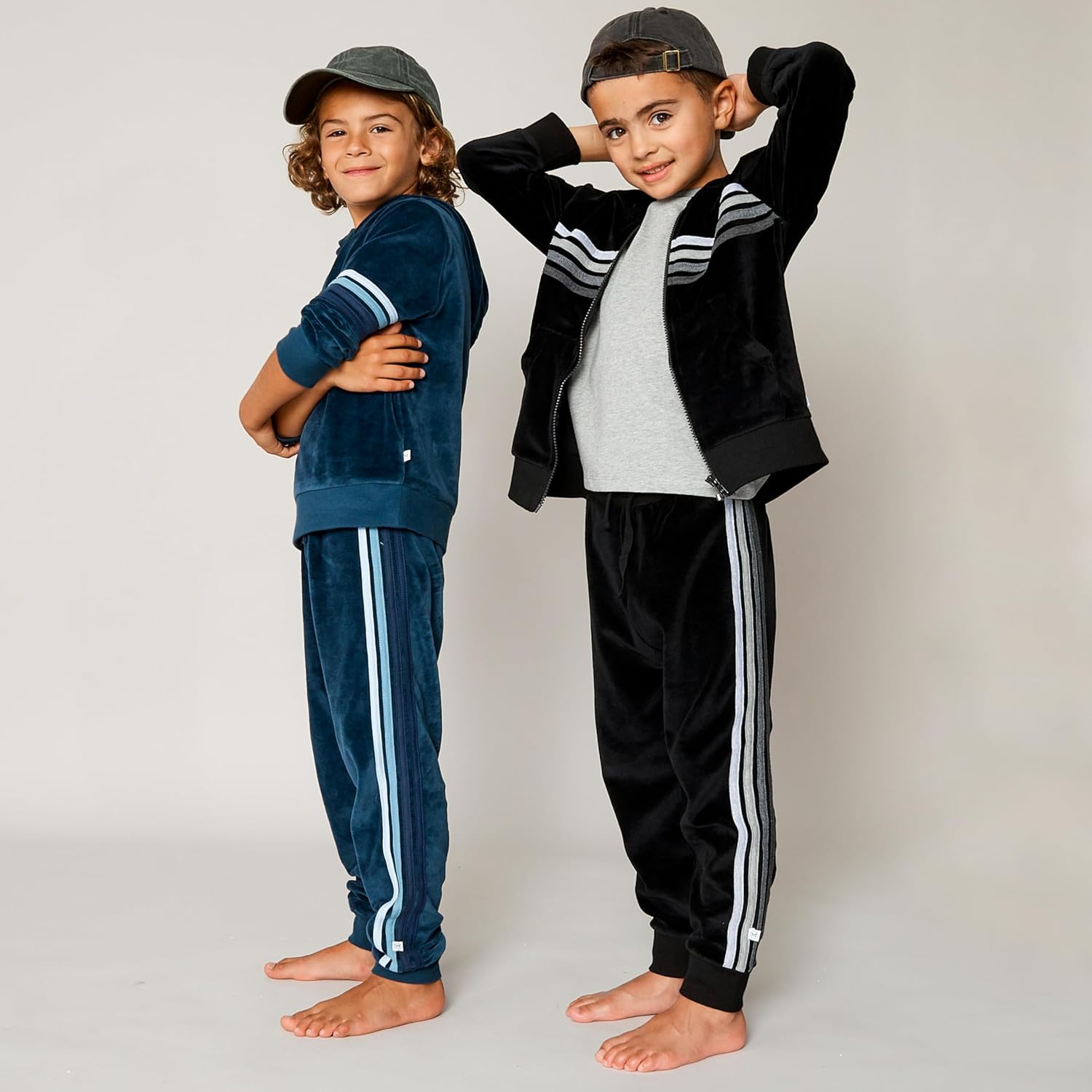 HonestBaby Velour Pullover Hoodie and Zip Front Sweatshirt and Jogger Sweatpants Set Baby, Toddler, Boys, Girls