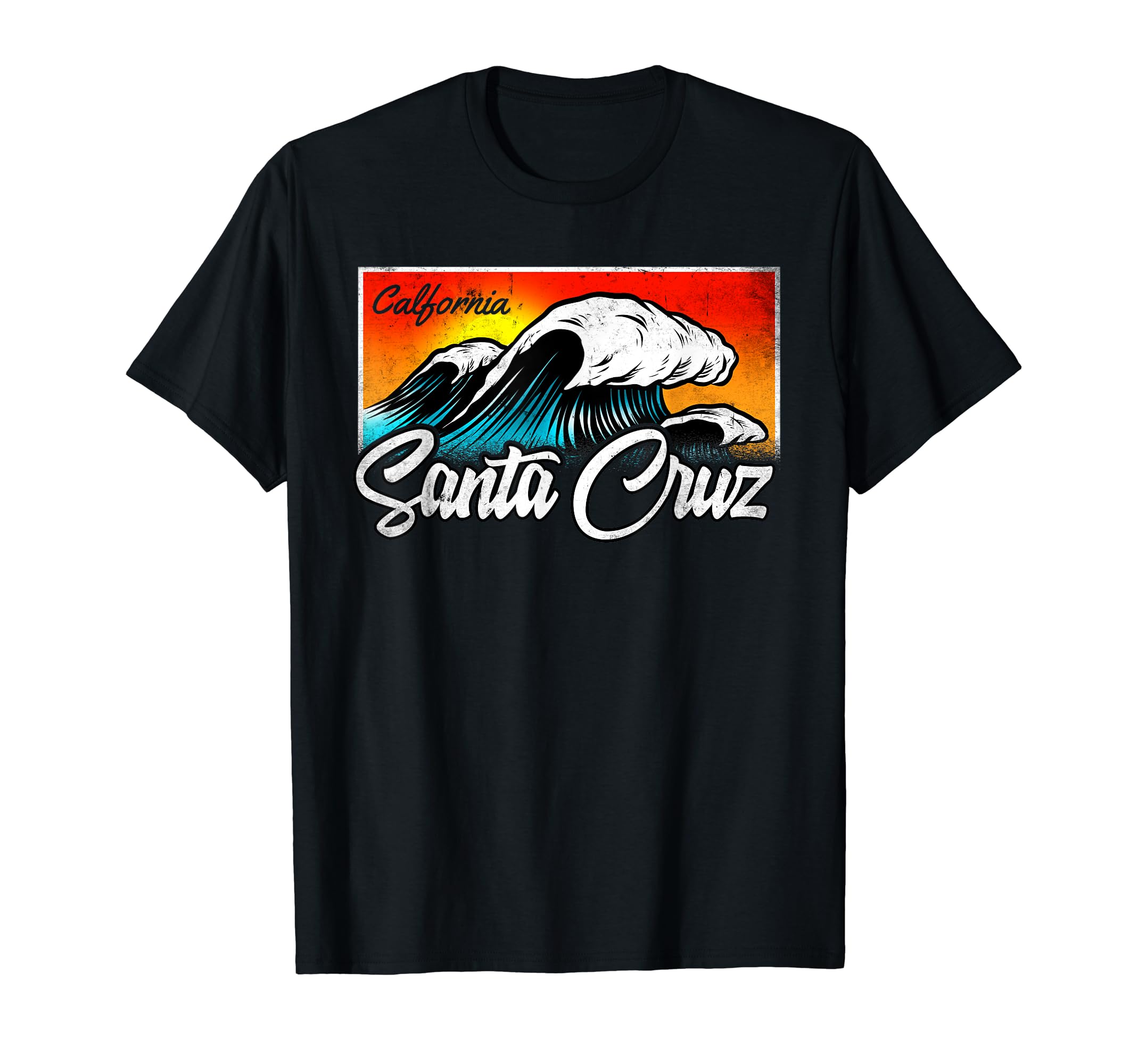 Santa Cruz CA Vintage Retro Graphic Designs Ciudad de Santa Cruz California Motivo de surfista de verano Camiseta