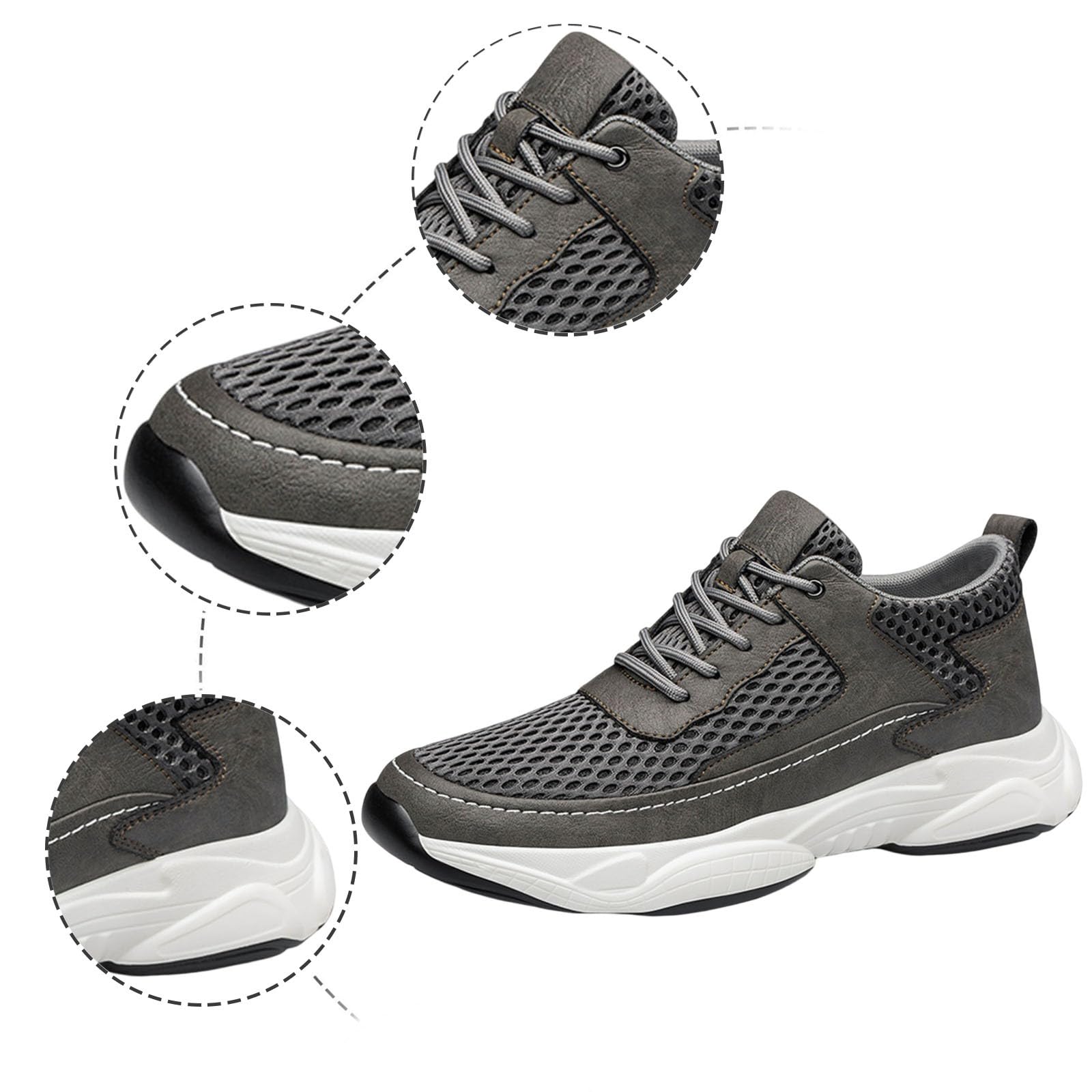 Zapatillas Hombre de malla ligera transpirable con tacón invisible 6/8/10cm Taller Zapatos de deporte casuales Zapatillas transpirables para ciudad, ocio y paseos