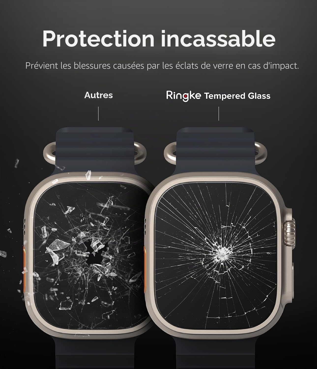 Ringke Verre Trempé Compatible avec Apple Watch Ultra 3/2 / 1 49mm [Tempered Glass] [4 Pack] Protecteur d'écran Taille Exacte Transparent Anti-Rayures 9H Dureté
