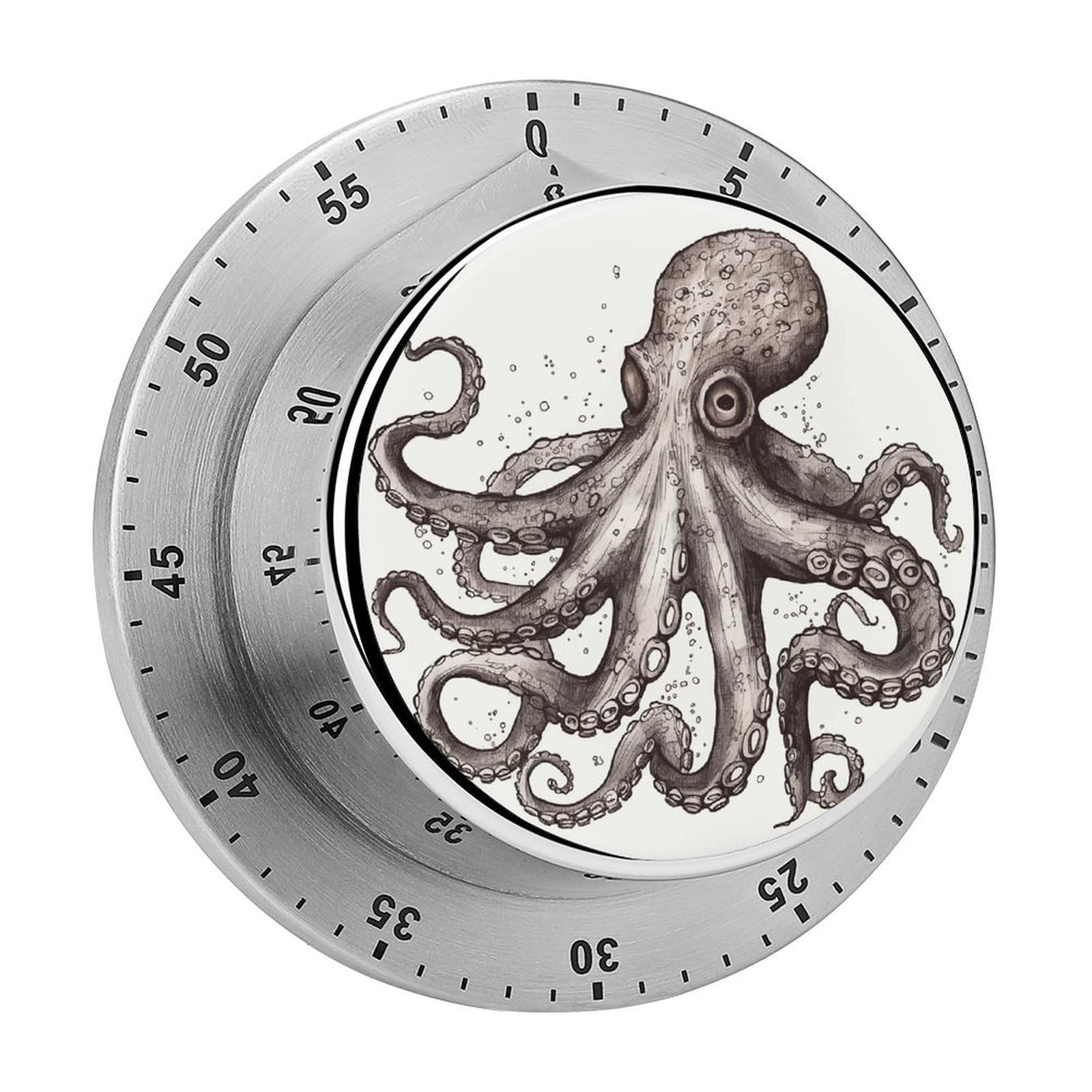 Octopus Timer Loud Mechanical Timer Stainless Steel 60-Minute Kitchen Timers Waterproof Chef Cooking Timers Sport Countdown Clock Portable Countdown Alarm Adult