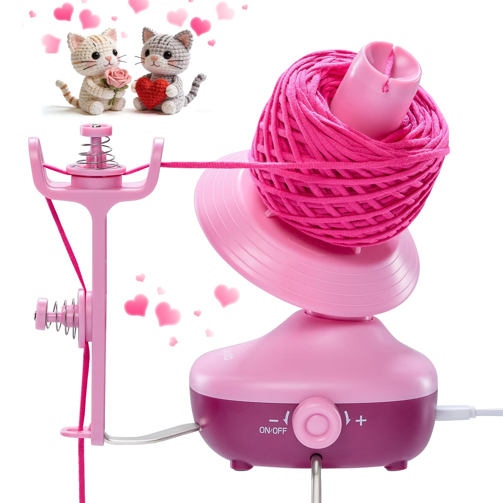 Caydo Yarn Winder, Electric Yarn Winder for Crocheting, Automatic Yarn Cake Winder with Stepless Speed, Compact 7oz Yarn Winder Portable Yarn Spinner, Ideal Valentine's Day Present for Crochet Lovers