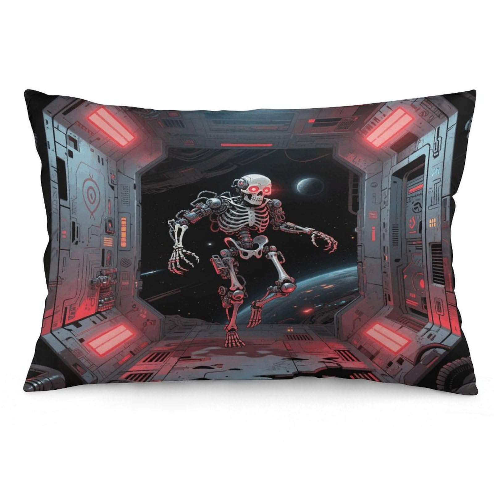 Skull Throw Pillow Cover Soft Pillow Case Decorative Lumbar Pillow Cover Cozy Throw Pillowcase Polyester Rectangular Cushion Case Decor for Couch Sofa Bed