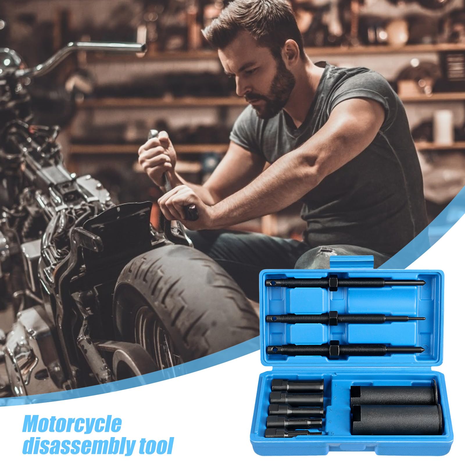 Montesy Motorcycle Bearing Puller Removal Set 12pcs Suitable for Inner Bearings 9-23mm Ideal for Wheel and Generator Maintenance