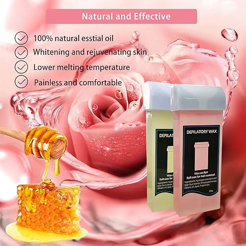 Miniatura 2 de Gokano - Kit de cera enrollable para depilación, kit de cera con cartuchos de cera de miel y rosa, 100 tiras de cera, 10 toallitas para eliminar