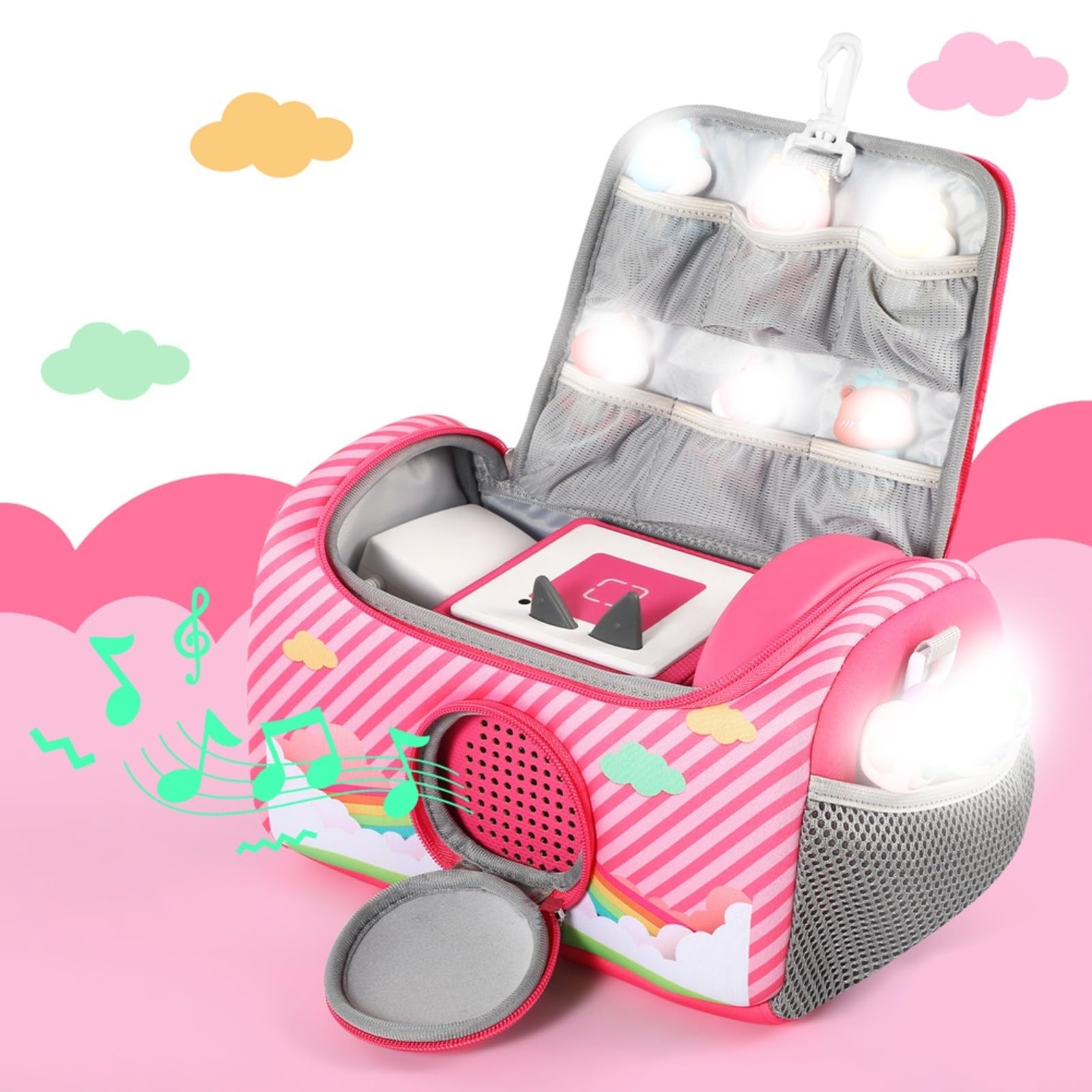 Étui de transport pour kit de démarrage Toniebox, pour lecteur audio Toniebox 2, sac de transport et de rangement, quatre couleurs disponibles : rouge, rose, violet, gris (rose)