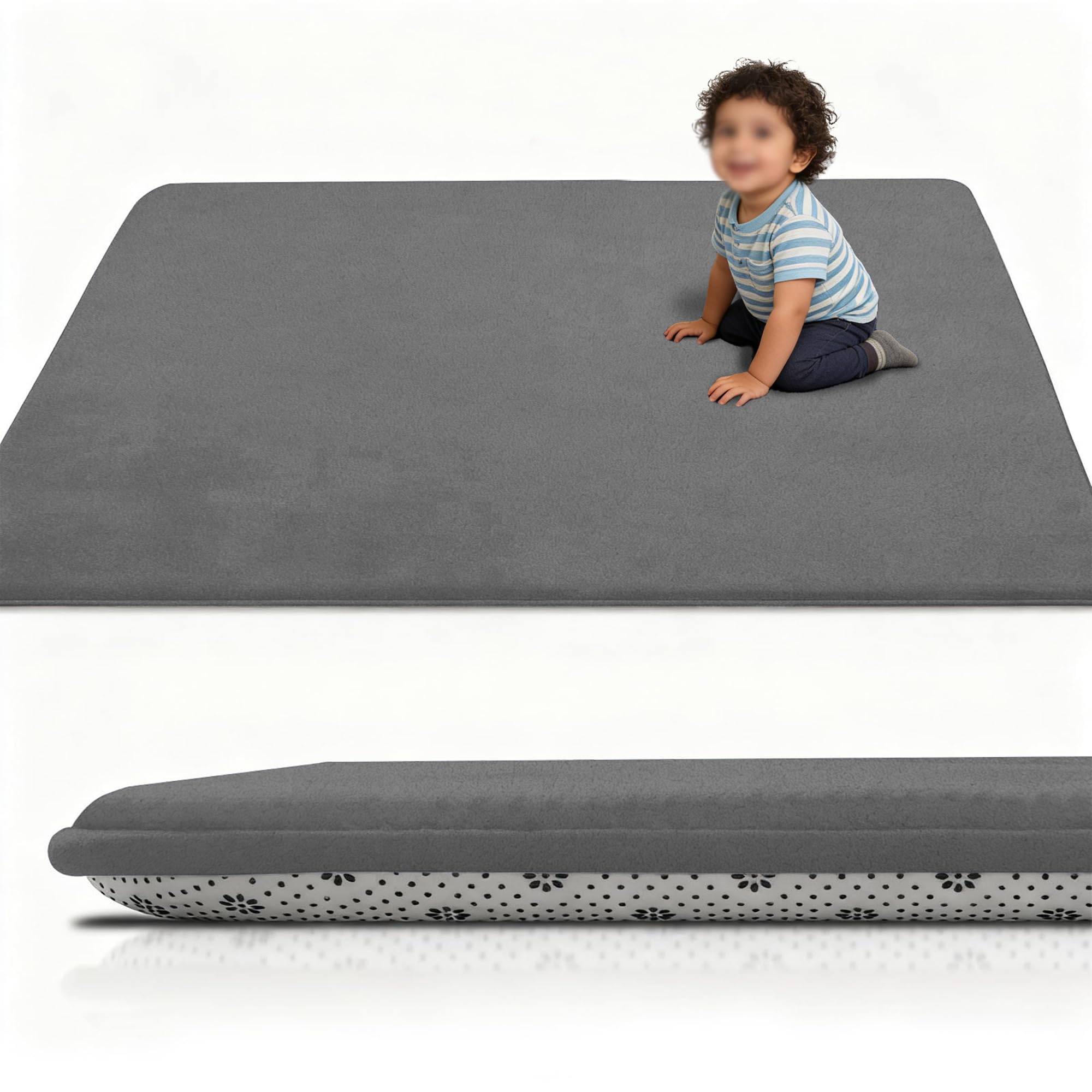 Tapis d'éveil bébé en velours corail de 190x220 cm pour chambre