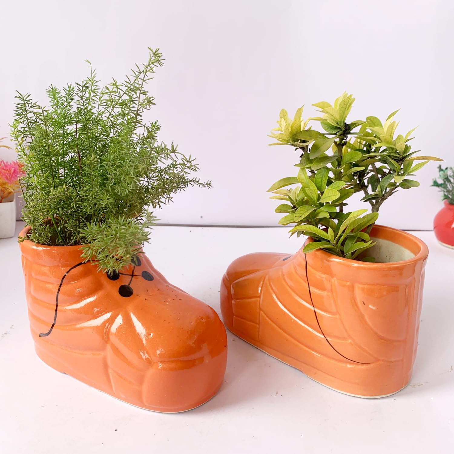 Aizel Craft Ceramic Shoes Planters (Set of 2), Ceramic Vase/Pot for Indoors, Outdoors and Balcony, Color-Red, Size:(L-18,H-10) (B0CHMSPTSD) Amazon Price History, Amazon Price Tracker