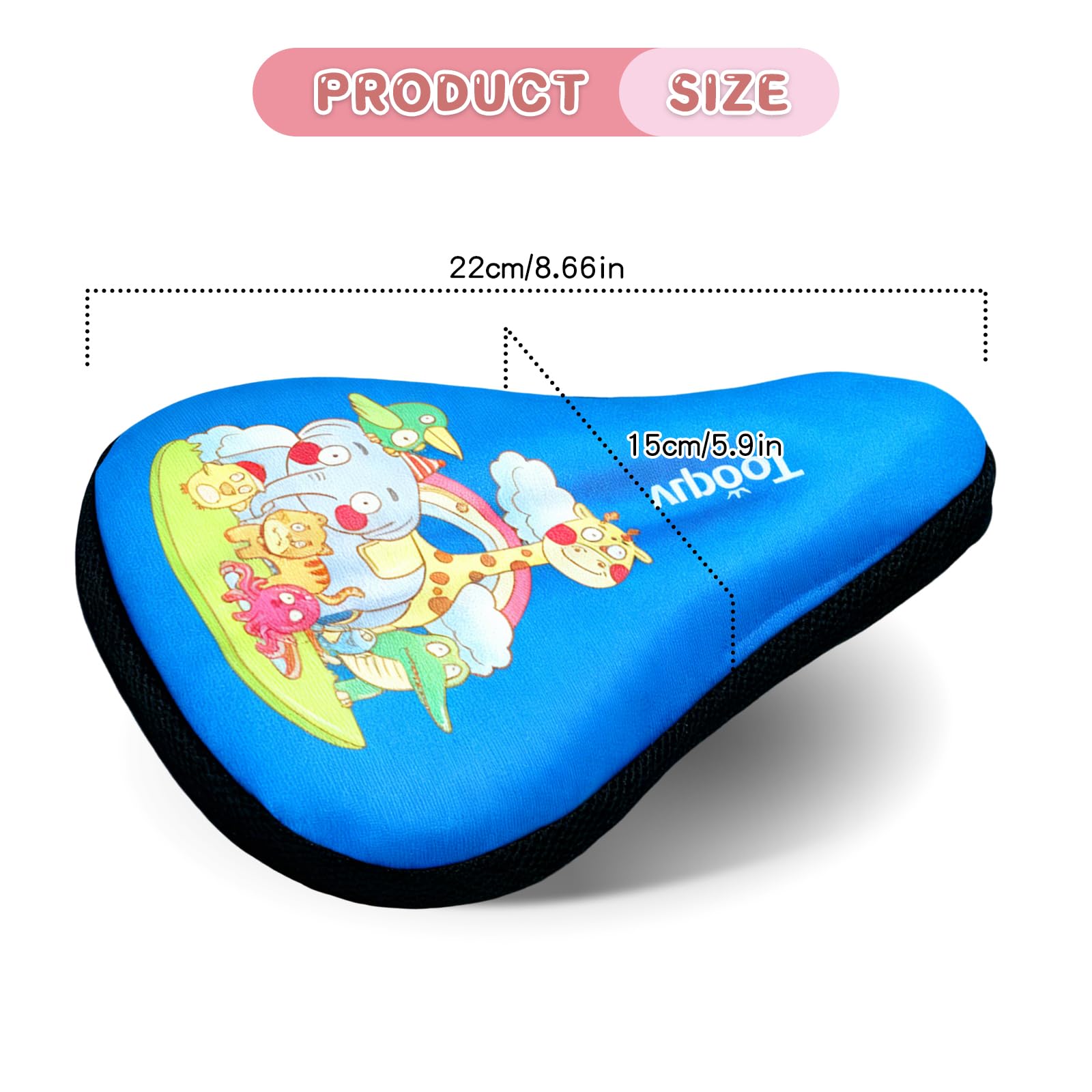 Housse de Protection de Selle de Vélo Enfant, Coussin en Gel Doux et Respirant avec Mousse Mémoire, Taille 23x15 cm Universelle, Imperméable et Antidérapante, Blue