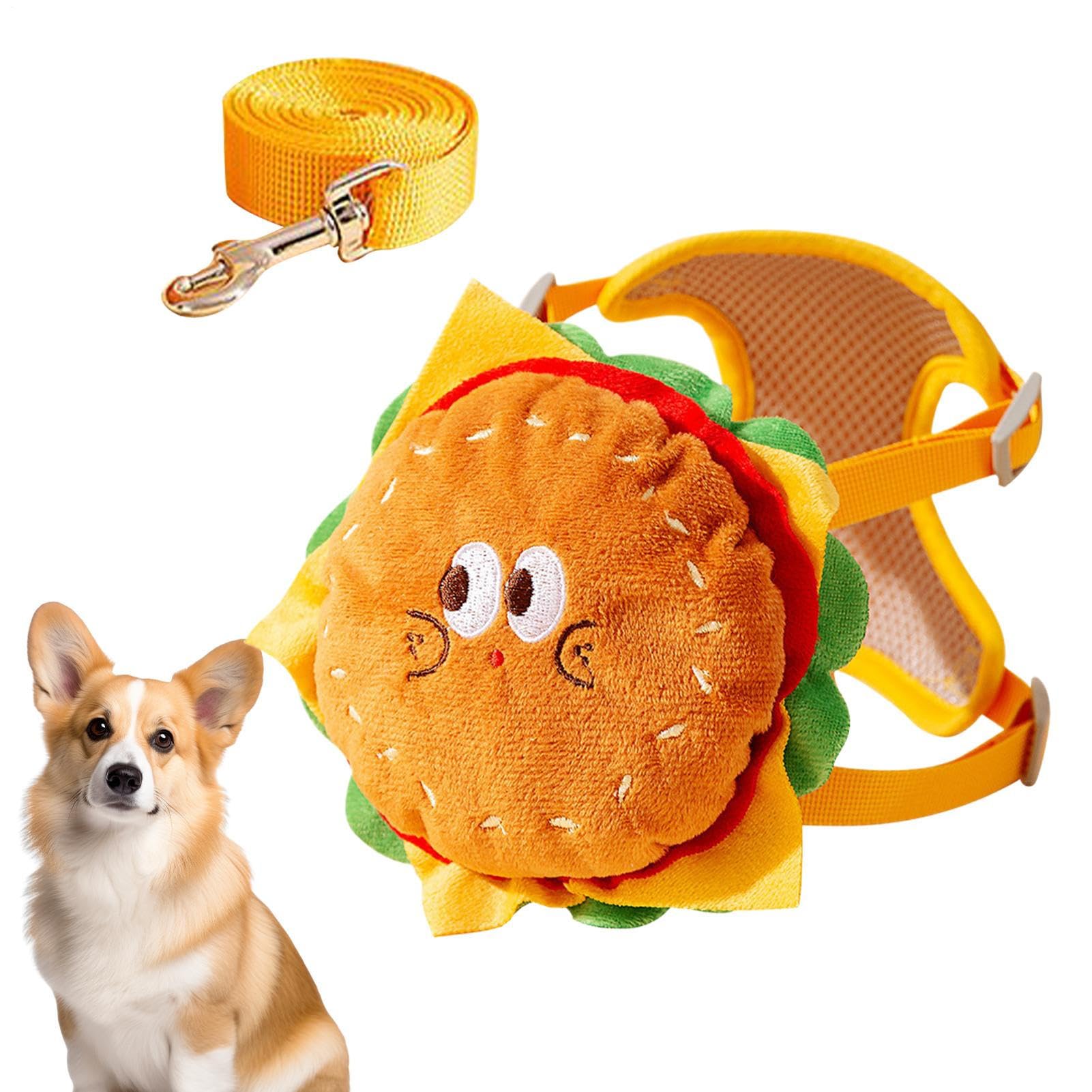 Arnés Con Mochila Para Perro,Chaleco Estilo Pack De Diseño Hamburguesa | Arnés De Paseo Para Perro Diseño Hamburguesa,Para Gatos Y Cachorros Seguridad Entrenamiento Viaje Senderismo Camping Sor