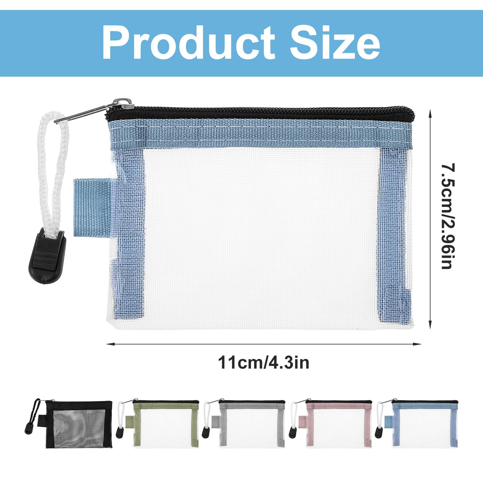 Lnngub 5 Pack Small Zipper Pouch,3" X 4.3" Nylon Small Mesh Zipper Pouch Portable Mini Mesh Bags for Lipstick,Key,Earphone,Credit Card - Image 2