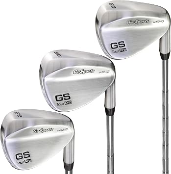 GoSports Tour Pro Golf Wedge Set Mens Right Handed 52 Gap Wedge, 56 Sand Wedge and 60 Lob Wedge in Satin or Black Finish