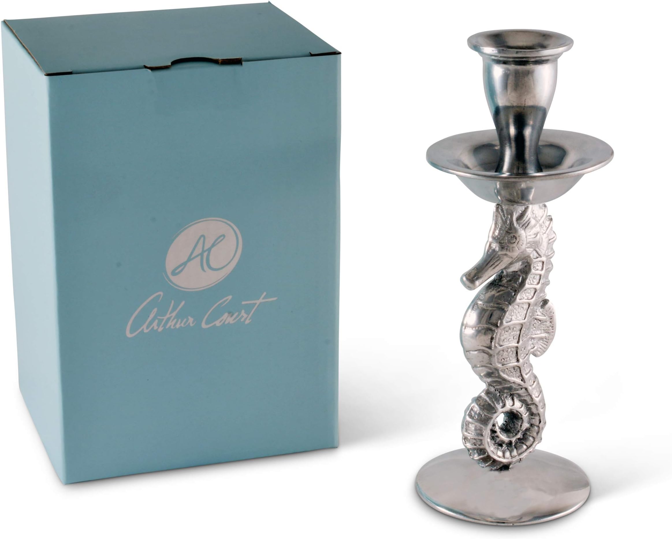 Arthur Court Aluminum Metal Sea Horse Candle Holders/Candlestick - Perfect for Outdoor Table or Ocean/Sea Décor