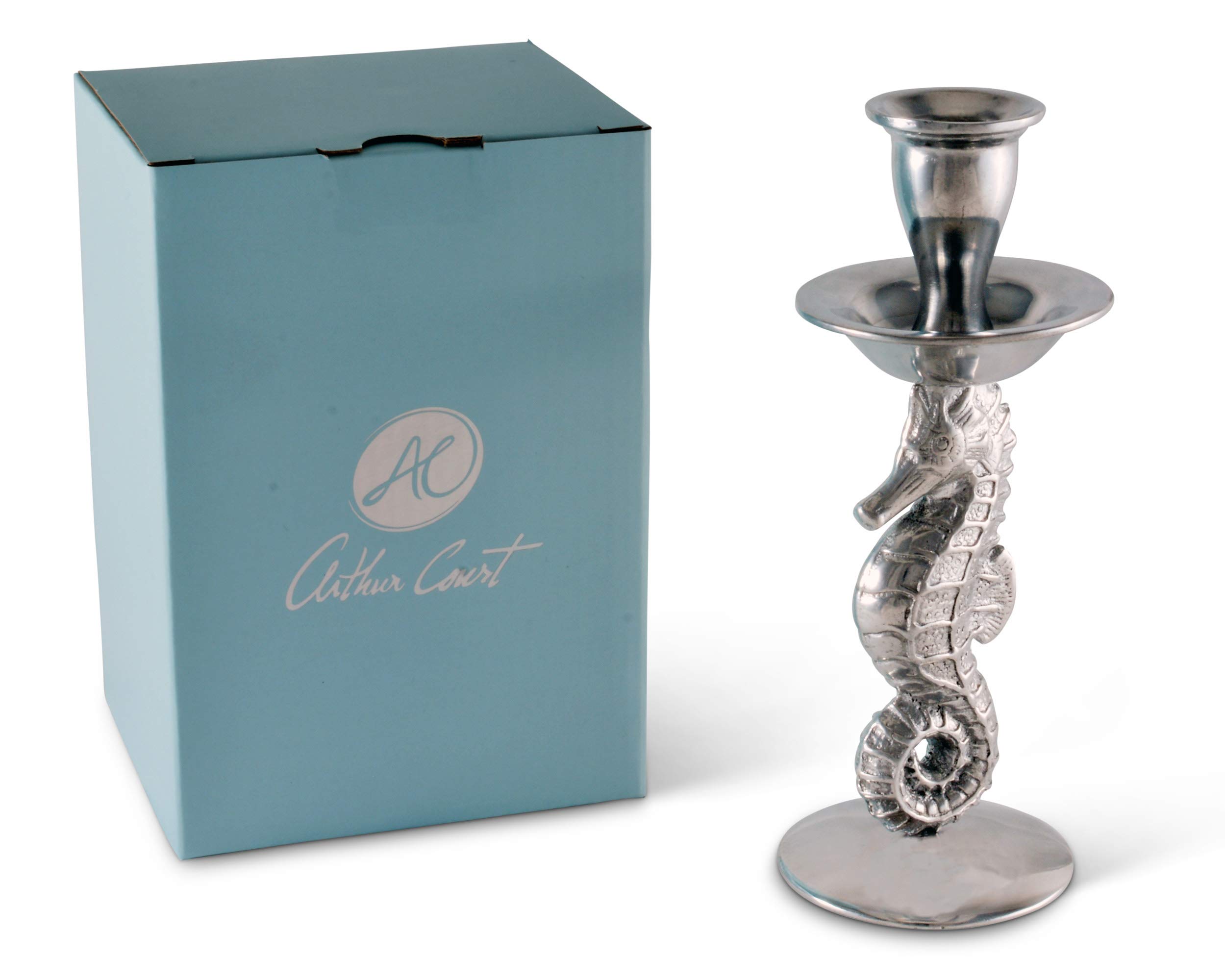 Arthur Court Aluminum Metal Sea Horse Candle Holders/Candlestick - Perfect for Outdoor Table or Ocean/Sea Décor