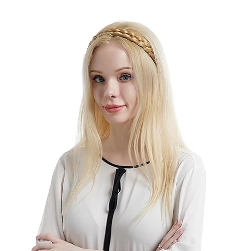 Miniatura 5 de Diadema trenzada de 5 hebras sintéticas, clásica, gruesa, elástica, para mujer, estilo bohemio, moderno, trenzado (marrón oscuro)
