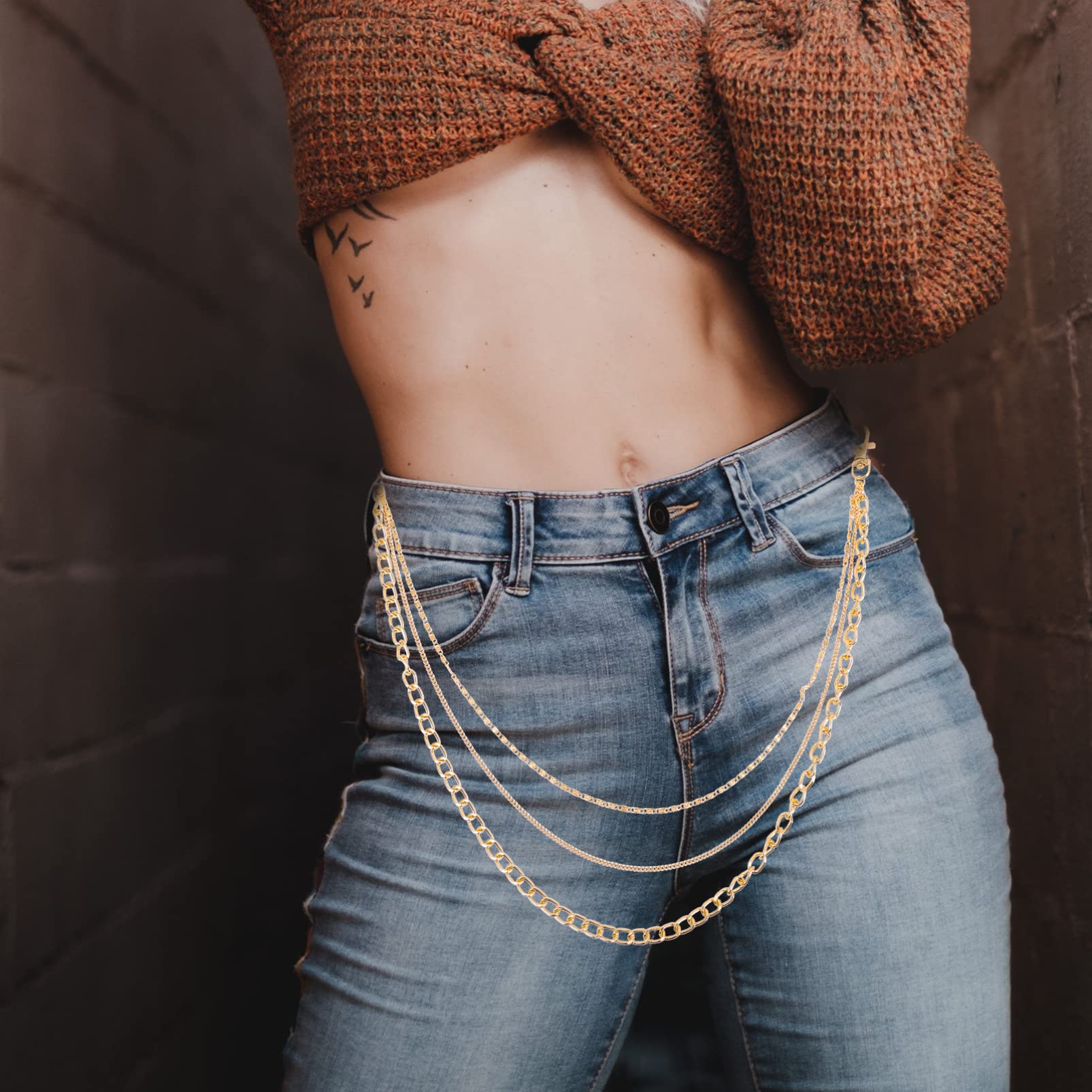 Didiseaon 2pcs Punk Style Pants Chains Wear-Resistant Metal Chains for Decorative Hanging for Jeans Skirts and Backpacks Unisex Accessory for Daily Wear and Parties