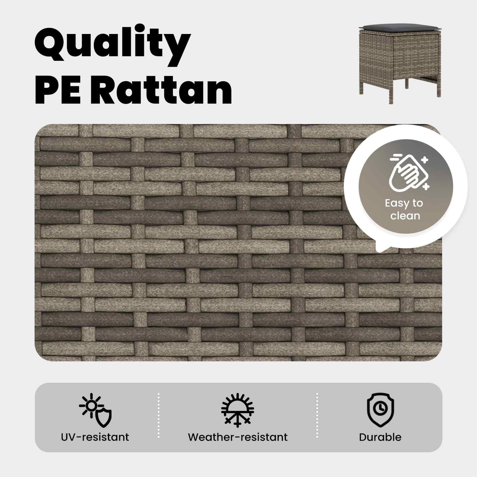 vidaXL Poggiapiedi da Giardino 2 Pezzo Grigio e Grigio Scuro, Sgabello moderno in rattan, poggiapiedi compatto, arredo da giardino, accessorio per patio, uso interno, sedia versatile