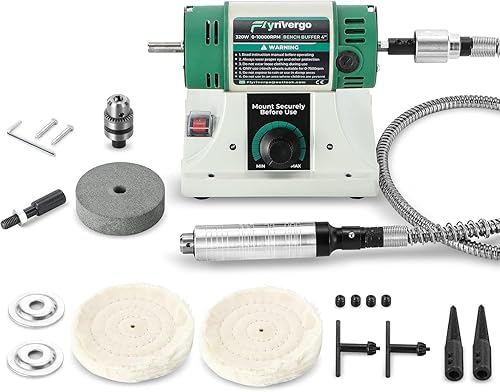 Pulidora de banco con accesorios, ajustable, velocidad variable, multifunción, torno de banco, máquina de pulir, kit de herramientas para joyas,