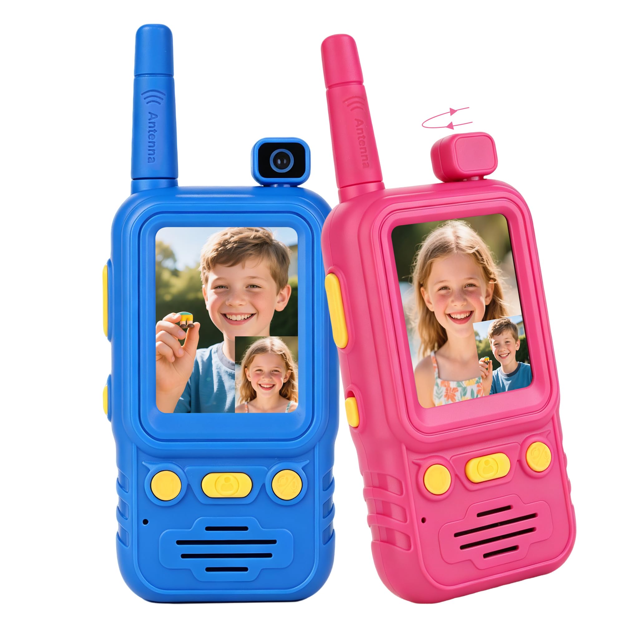 Kids Video Walkie Talkies 2 Pack,Video Call Toy 180 Degree Rotatable Camera