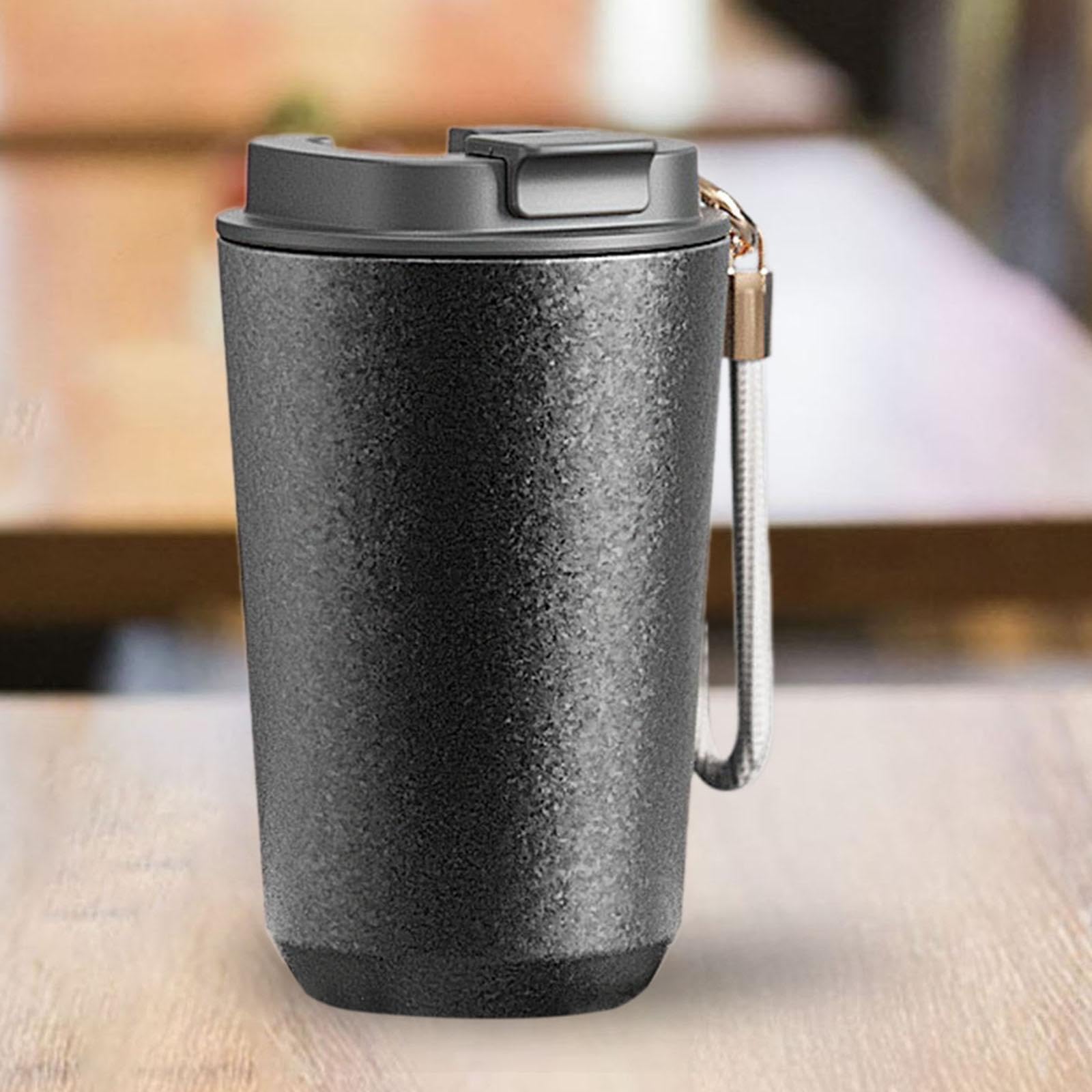 Tasse Isotherme Café Mug Tumbler Gourde Réutilisable En Titane avec Lanière Pratique et Couvercle pour Préserver Température Idéale pour Promenades Fê, 480ml