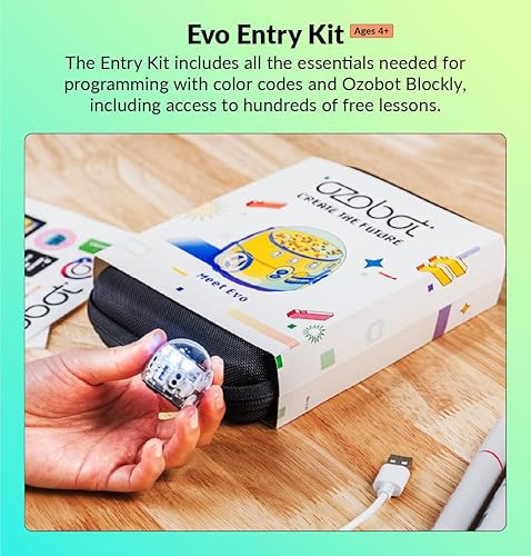 Miniatura 3 de Ozobot Evo Entry Kit, Interactive Coding Robot, Kids Ages 5+, Includes Color Code Markers, Charging Cable, Zip Case, Access to 700+ STEM Lessons