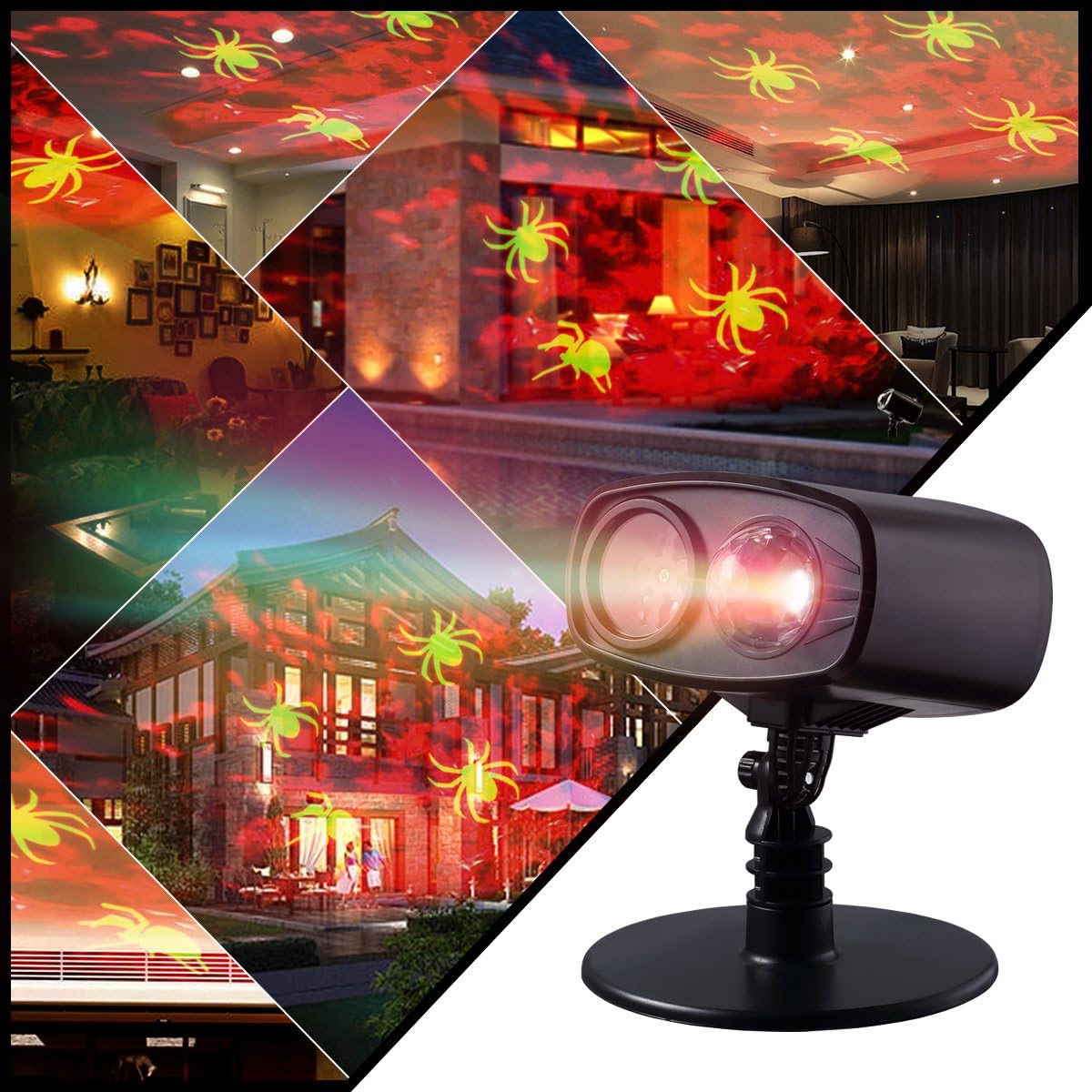 Kivis 2 IN 1 LED kaleidoscope Projectors laser light Spider Lights for Halloween/ Holiday/ Party/ Home Decor