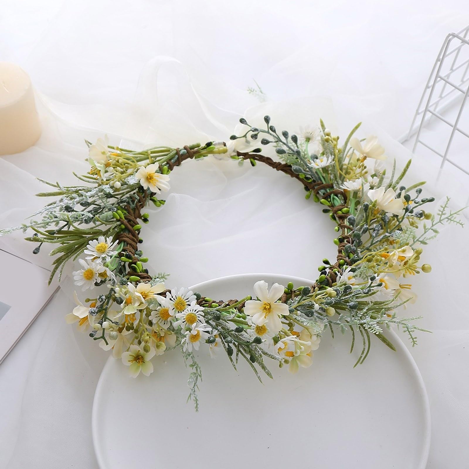 Fascia Per Capelli Da Sposa Con Foglie E Fiori Dorati - Coroncina Fatta A Mano In Lega, Accessorio Matrimonio