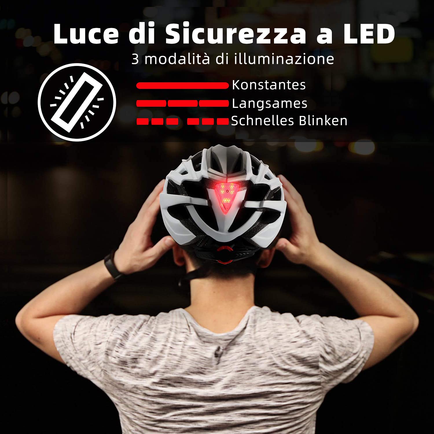 Shinmax Casco Bici con Luce di LED,Casco Bici Uomo Donna con Visiera Magnetica Staccabile Rimovibile Occhiali Casco MTB Ultraleggero Casco Bici Adulto Traspirante Caschi Bicicletta Ciclismo NR-096