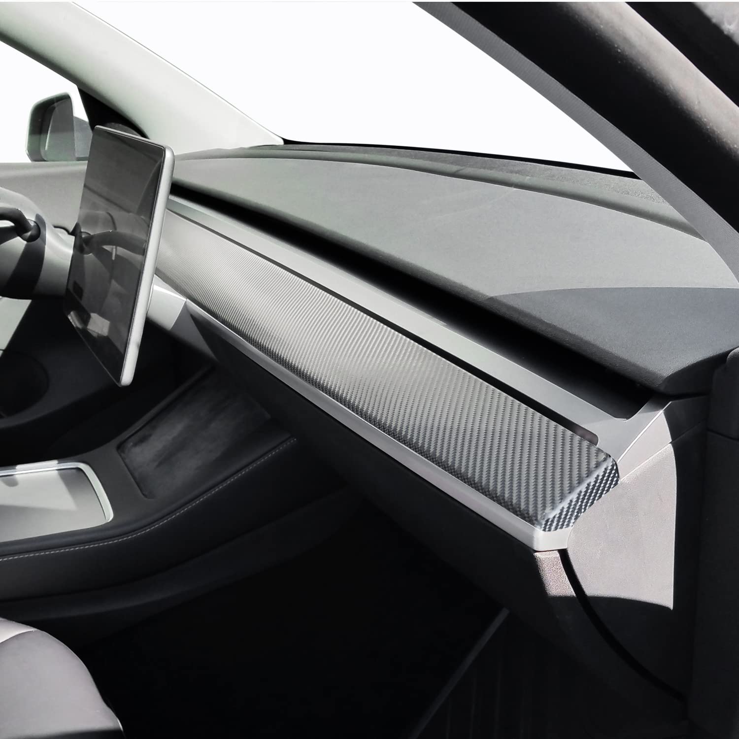 Dashboard Vinyl Wrap Overlay for Tesla Model 3 / Model Y (Carbon Fiber)